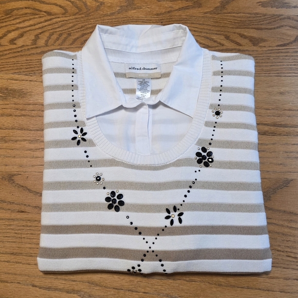 Alfred Dunner Striped Sweater With Faux Shirt Women’s Plus Size 2X - Picture 13 of 14